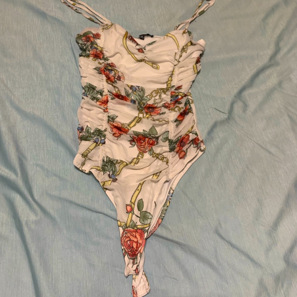 Blashe Bodysuit Floral and Chain Pattern